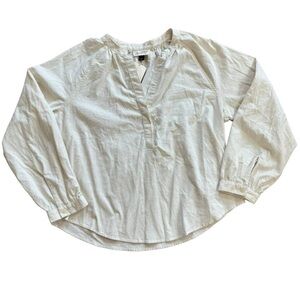 NWT Universal Threads 100% Cotton Cottage Prairie Feminine White Blouse Womens L